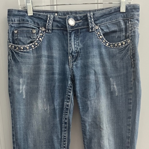 Miss Chic USA Bootcut Denim Jeans Women’s Size 5 Rhinestone Embellishments Light - Picture 1 of 7